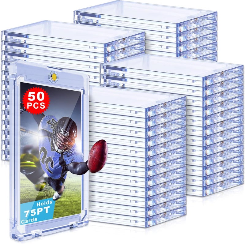 YZtree 75 pt One Touch Card Holder: 50ct Magnetic Card Cases for Trading Cards, U-V Protection Hard Cards Sleeves Case for Sports Game Cards, Football, Baseball - Image 1